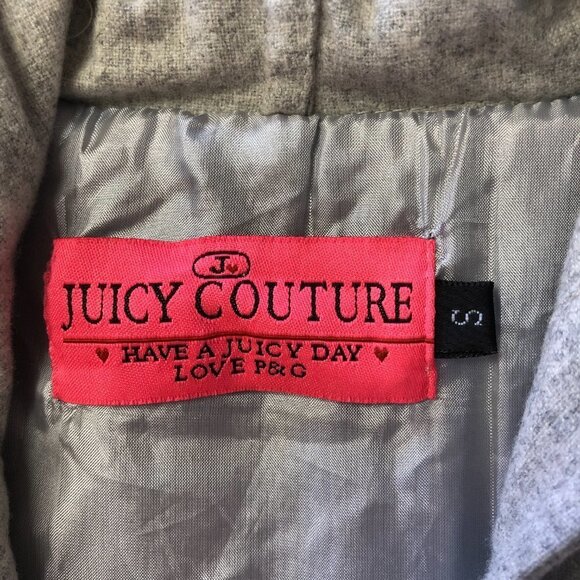 JUICY Couture Grey Wool Blend Hooded Pea Coat Size Small - Picture 6 of 13